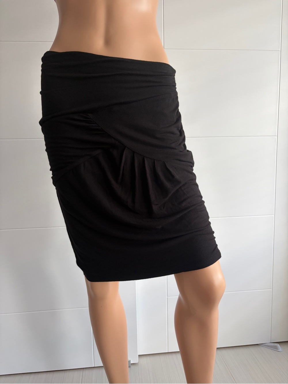 Black Ruched Pencil Skirt